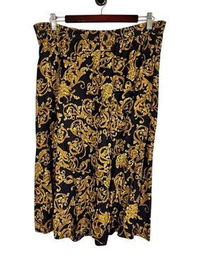 Retro Metallic Skirt M Black Neutral Preppy Classic Chic Artsy Feminine Work 80s